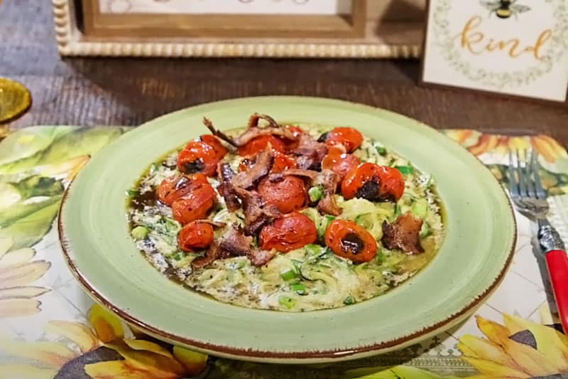 Cheesy Spiralized Zucchini on Griddle Top